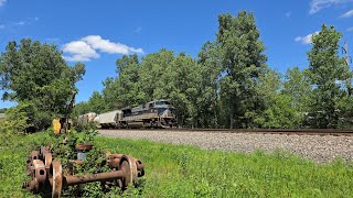 Wabash Heritage Unit on NS 18W Passing The Ohio Railway Museum, 6/30/24