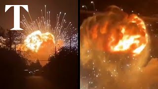 Huge explosion at Russian military site after drone attack