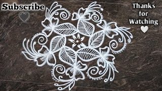 simple #rangoli  design with dots| 5*3 easy #kolam  design #144 by #amma 💜 #muggulu #alpona #video