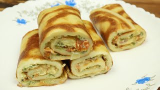 CREPE EGG ROLLS RECIPE | EASY SNACKS RECIPES | CREPE EGG ROTI | CREPE ROLL | TASTED FOOD