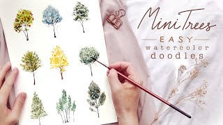 Easy Watercolor Doodle: Mini Trees