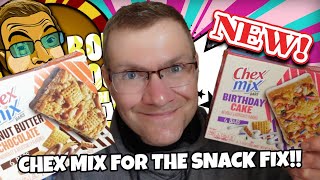 NEW!! CHEX MIX BARS!! BIRTHDAY CAKE & PEANUT BUTTER CHOCOLATE!! TASTE & REVIEW!!