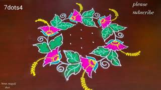 simple and easy 7dots4 daily rangoli@swanrangoli/beginners easy rangoli/latest simple kolam rangoli/