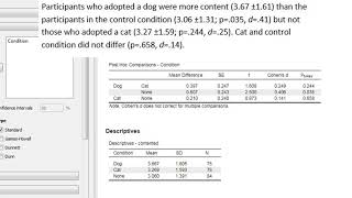 Univariate ANOVA in JASP