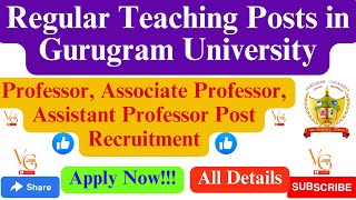 REGULAR FACULTY RECRUITMENT 2024 || GURUGRAM UNIVERSITY RECRUITMENT 2024 || VACANCYGATE ||