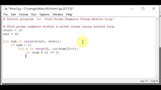 python program to print prime number using nested loop