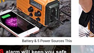 5000mAh Weather Radio,Solar Hand Crank Emergency Radio,NOAAAMFM Shortwave Outdoor Survival Portable