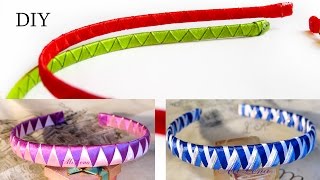 Как оплести ободок двумя лентами? МК / How to Make Ribbon Woven Headband