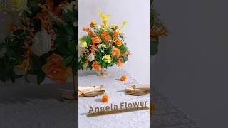 Angela Flower Orange and White Rose Ball Wedding Flower Display A8665