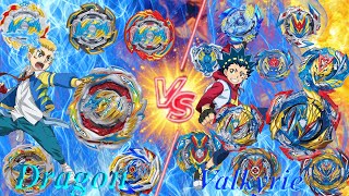 Beyblade Burst Dante Koryu(Dragon) vs Valt Aoi(Valkyrie) all Generation Battle