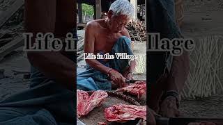 Grandpa cutting... pork  #villagecooking #asia #shorts #