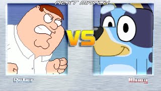 M.U.G.E.N BATTLES | Peter Griffin vs Bluey | Family Guy vs Bluey