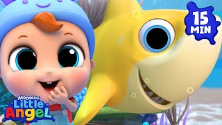 Baby Shark 🦈 | 15 MIN LOOP | Little Angel | Kids Songs and Nursery Rhymes