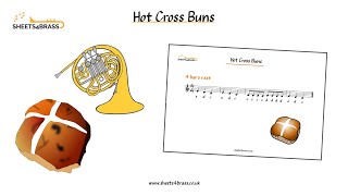 Hot Cross Buns - French Horn Play Along with Sheet Music