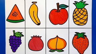 How to draw and colour fruits | Drawing tutorial for beginners | Phal | Meva @syarthub