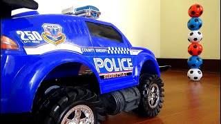 Spinning Top Football Soccer Ball Toys and Police Car Toys Videos for kids