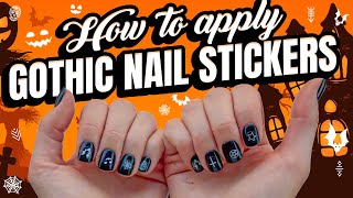 How to apply Halloween Nail Stickers Bats Ghosts Crosses Pumpkins Stars Skulls for  Wizard Witches