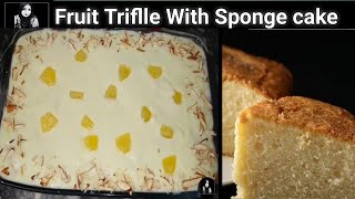 Fruit Trifle Recipe - Simple Sponge Cake Recipe - #KitchenByKiran