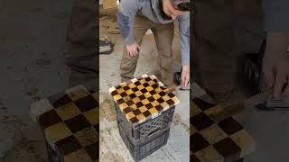 epoxy on a wooden chessboard! #woodworking #epoxy #resinart