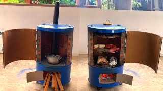 Creative concept 2 in 1 outdoor multi purpose oven from cement and non iron barrel