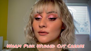 Warm Pink Winged Cut Crease 🌺✨- #HudaBeauty #Beauty #Makeup #Tutorial