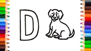 How to draw dog | How to draw D for dog | Dog drawing | @Cutedrawings01