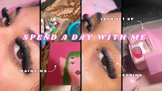 Spend a day with me as a lash technician, how much money I make , painting ￼vlog