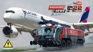 TABRAKAN MAUT TAK TERHINDARKAN  PESAWAT .VS. TRUK PEMADAM KEBAKARAN . LATAM FLIGHT LA 2213