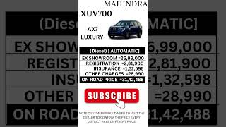 MAHINDRA xuv700 AX7 luxury (Diesel) [AUTOMATIC] on road price