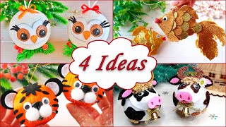 🎄 4 Веселых ИДЕИ НОВОГОДНИХ ИГРУШЕК  🎄 Christmas Ornaments