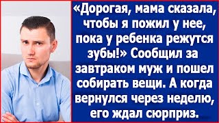 Дорогая, пока у ребенка режутся зубы, я поживу у мамы. Сообщил за завтраком муж.