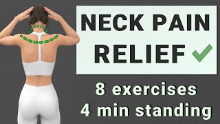 4 min for Instant NECK PAIN RELIEF✔️ Do it every day - 8 Easy Standing Exercises