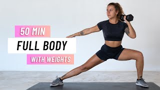 50 MIN FULL BODY HIIT WORKOUT With Weights (Build Strength At Home)