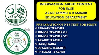 Info about content for preparation of posts of teachers in Education Department AJK throgh NTS.