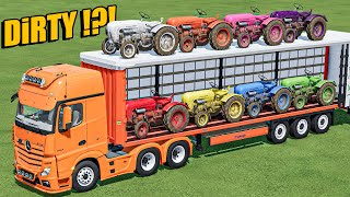 Tractor Of Colors - WASHING WORK with DIRTY Tractors and Trucks - Farming Simulator 22