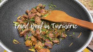 (ASMR) MALAYSIAN STYLE FRIED BEEF IN TURMERIC (daging korban goreng kunyit)