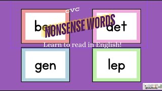 CVC Nonsense Words. Learn to Read in English!  #phonemicawareness #soundsandletters #learnenglish