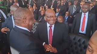 WATCH Jacob Zuma and Cyril Ramaposa pretending each at Mangusuthu Buthelezi's funeral