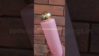 Zenvista Packagings- Empty pink Round Shape Shoulder Pet Bottle With Gold Plated Round Cap [ZMP04]🌿✨