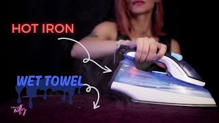 ASMR | Ironing & Steam Sounds | Wet Iron on Hot Fabric ASMR (No Talking)