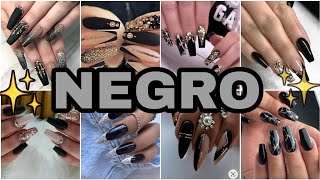 Tendencias Uñas Negras 2024✨💅😍 Diseños de Uñas Acrilicas Negras Modernas🖤✨#uñas #tendencias #nailart