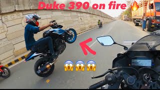 Duke 390 Vs R15V3 Vs R15V4 / wheelie race / street fun / close calls