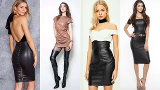 Fantastic and pencil style leather skirts design ideas for ladies to office wear 2024