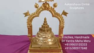 9 INCHES, HANDMADE, PANCHALOKA, SRI YANTRA MAHA MERU FOR TEMPLE & UPASANA PUJA