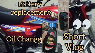 Honda CD70 | Battery Replacement with Capacitor | Oil Change | Bike service | Short Vlog