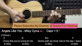 Miley Cyrus - Angels Like You Guitar Cover Tutorial with Chords / Lyrics