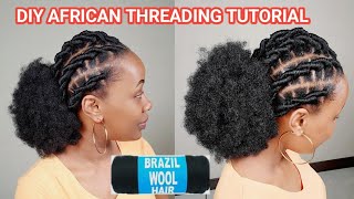 How to do African threading on natural hair/Beny and Betty hairstyle tutorial