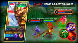 SUN TARGET LOCKED NANA & LAYLA | TOP GLOBAL SUN BEST DAMAGE BUILD MVP GAMEPLAY - MLBB