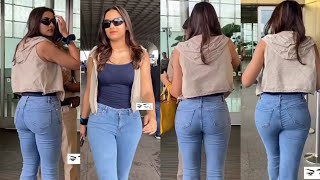 uff yaar 🔥 Saiee Manjrekar hot actress flaunnts her huge boom boom back as she spotted at airport