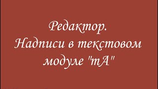 Надписи в Редакторе Эмбирд (Embird) в текстовом модуле tA